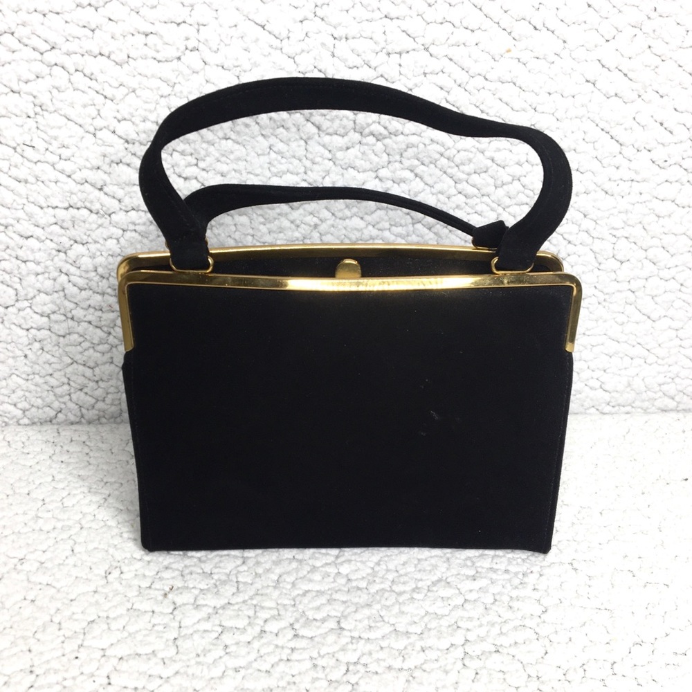 BLOCK Vintage Black Suede Structured Mini Purse